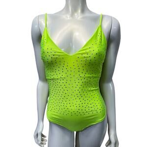DAISY Small Neon Yellow Bodysuit with Rhinestones